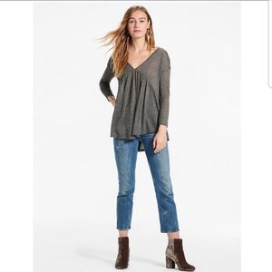 EUC Lucky Brand Sheer Metallic Striped Shirt